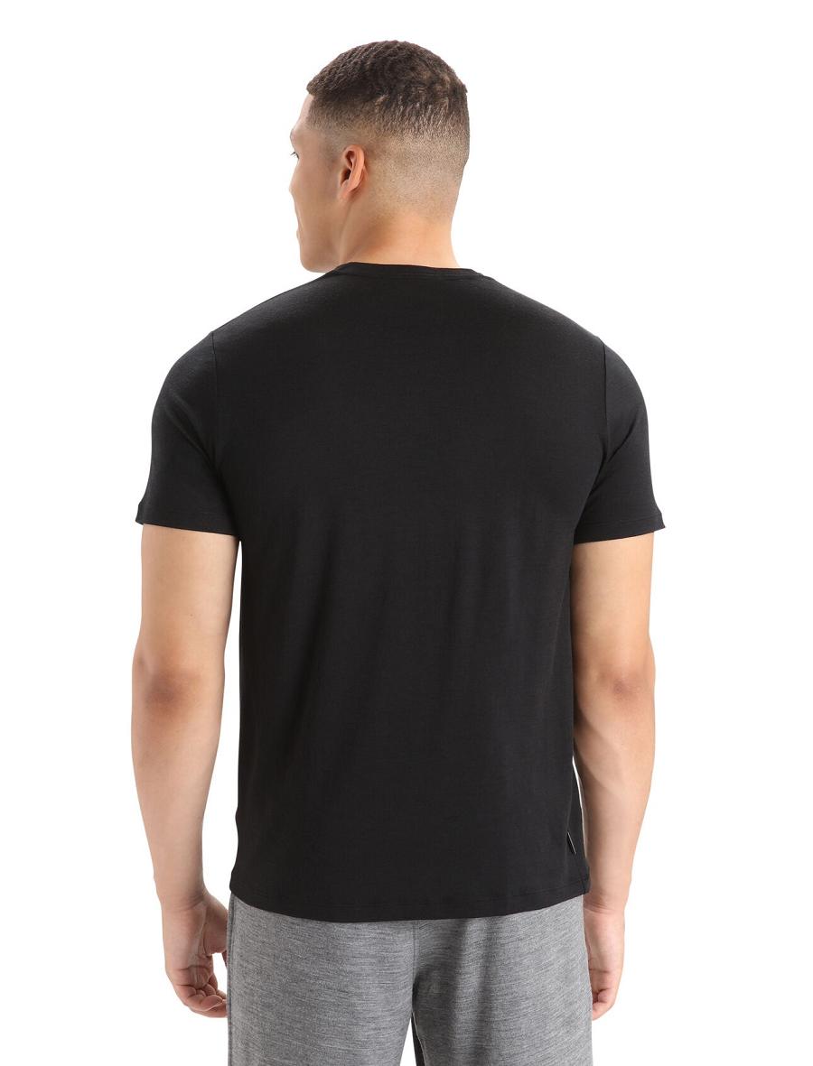 Black Icebreaker Merino Tech Lite II Short Sleeve Tee Men's T Shirts | AU 1169JPQJ